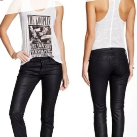 The Kooples Black Skin Leath Pants sz 26 - Picture 1 of 8